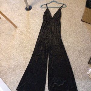Black Crushed Velvet Jumpsuit